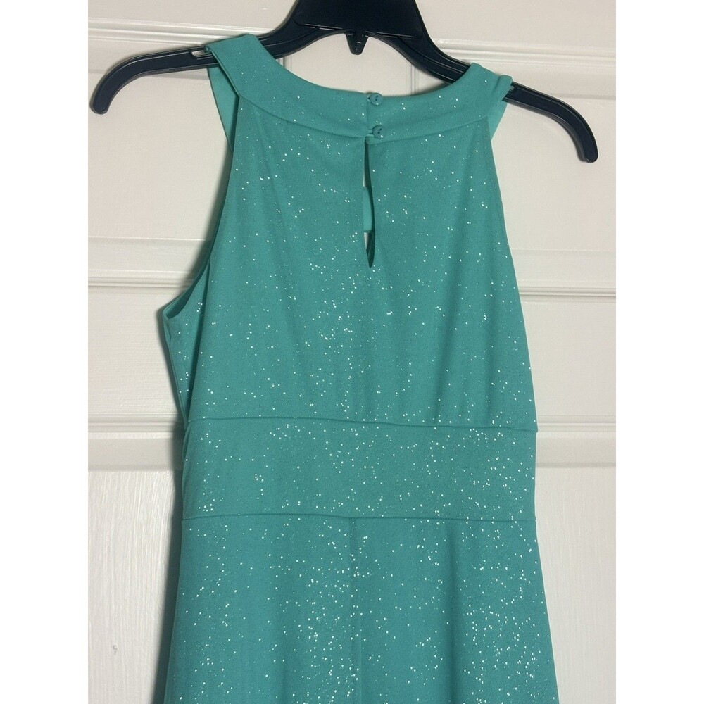 Sweet Storm Mint Green Glitter Maxi Dress Prom Formal Party Sleeveless SZ Large - Picture 6 of 16